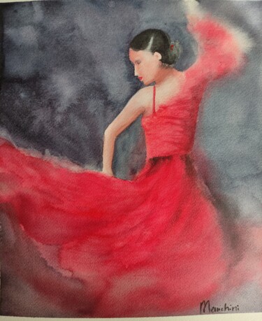 Pittura intitolato "Consuelo, ballerina…" da Valeria Menichini, Opera d'arte originale, Acquarello