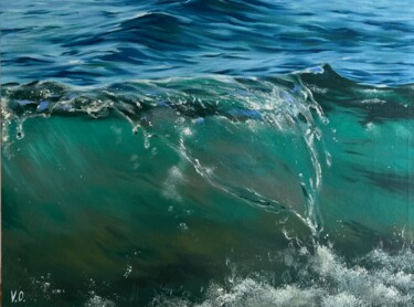 Malerei mit dem Titel "Crystal clear wave" von Valeria Ocean, Original-Kunstwerk, Öl