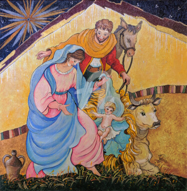 Peinture intitulée "Nativity - Natività" par Valeria Polimena, Œuvre d'art originale, Acrylique