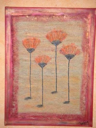 Peinture intitulée "Fleurs du désert" par Valeria Dechamps-Ollivier, Œuvre d'art originale, Huile