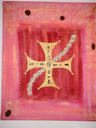 Painting titled "Queen cross" by Valeria Dechamps-Ollivier, Original Artwork, Oil