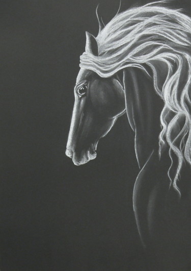 Drawing titled "лошадь" by Valeriia Bulgakova, Original Artwork, Pencil