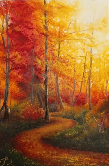 Peinture intitulée "Золотая осень" par Valeriia Bulgakova, Œuvre d'art originale, Huile