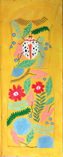 Ζωγραφική με τίτλο "Vestido Amarillo. U…" από Valeria Cis, Αυθεντικά έργα τέχνης, Ακρυλικό