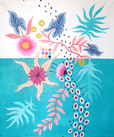 Painting titled "Corales. Pintura or…" by Valeria Cis, Original Artwork, Acrylic