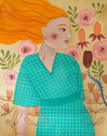 Картина под названием "Retrato de mujer. P…" - Valeria Cis, Подлинное произведение искусства, Акрил