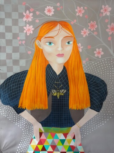 Schilderij getiteld "Ruth. Retrato de mu…" door Valeria Cis, Origineel Kunstwerk, Acryl