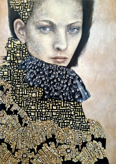 Картина под названием "Mental state Mermaid" - Valeria Feliú, Подлинное произведение искусства, Масло