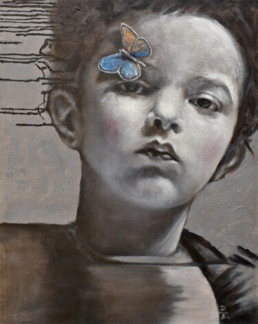 Malerei mit dem Titel "The Xerces Blue but…" von Valeria Feliú, Original-Kunstwerk, Öl
