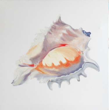 Painting titled "Seashell" by Valeriia Radziievska, Original Artwork, Oil Mounted on Wood Stretcher frame