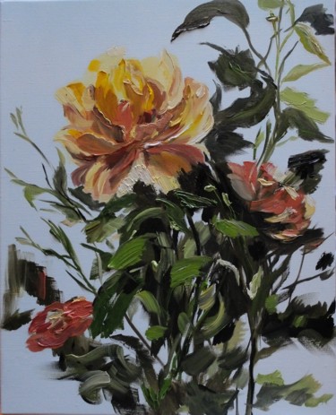 Painting titled "Tea Rose.jpg" by Valeriia Radziievska, Original Artwork, Oil