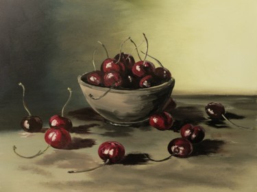 Painting titled "Cherries.jpg" by Valeriia Radziievska, Original Artwork, Oil