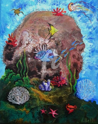 Pintura titulada "Undersea World, sea…" por Valeria Belogurova, Obra de arte original, Acrílico