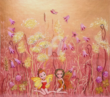 Painting titled "Flower Elves, elven…" by Valeria Belogurova, Original Artwork, Acrylic
