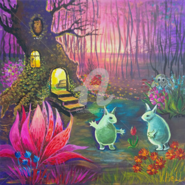 Painting titled "Magical Forest" by Valeria Belogurova, Original Artwork, Acrylic
