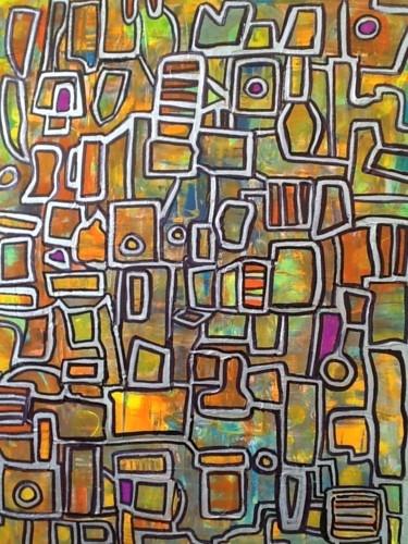 Painting titled "Abstrait 119" by Valerie Castets, Original Artwork, Acrylic