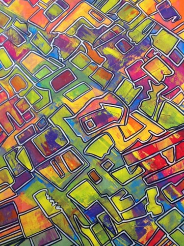 Painting titled "Abstrait 122" by Valerie Castets, Original Artwork, Acrylic