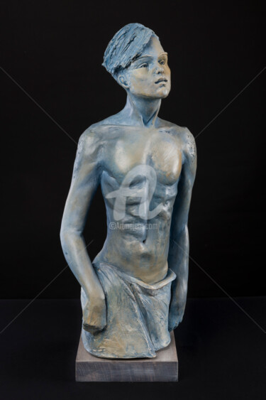 Sculpture titled "Flaneur des Alizés" by Valerie Barrault, Original Artwork, Clay