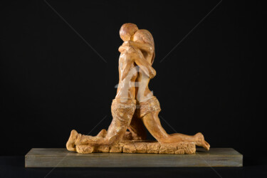 Sculptuur getiteld "Nous deux" door Valerie Barrault, Origineel Kunstwerk, Terra cotta
