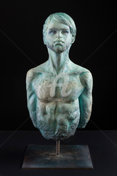 Sculpture titled "Ulysse à Barbe bleue" by Valerie Barrault, Original Artwork, Clay