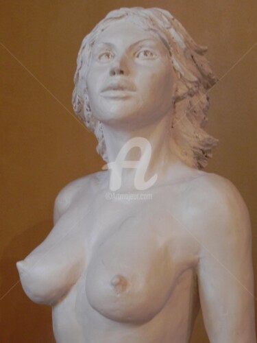 Escultura intitulada "Bella, Cheveux au v…" por Valerie Barrault, Obras de arte originais, Cerâmica