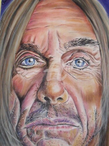 Drawing titled "Iggy Pop" by Valérie Barrett, Original Artwork, Pastel