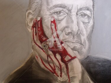 Zeichnungen mit dem Titel "Kevin Spacey (House…" von Valérie Barrett, Original-Kunstwerk, Graphit