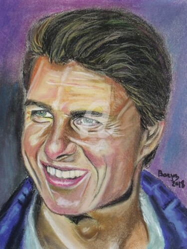 Dessin intitulée "Tom Cruise" par Valérie Barrett, Œuvre d'art originale, Pastel