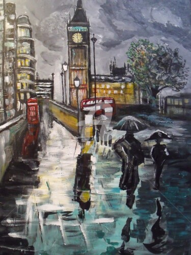 Schilderij getiteld "London" door Valérie Barrett, Origineel Kunstwerk, Acryl