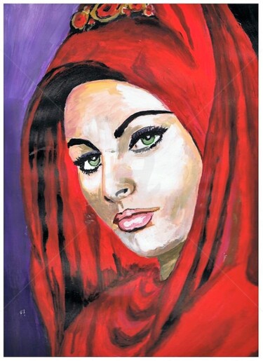 Pintura titulada "Sophia Loren (Le Ci…" por Valérie Barrett, Obra de arte original, Gouache
