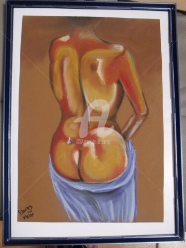 Painting titled "Nu drappé" by Valérie Barrett, Original Artwork, Pastel