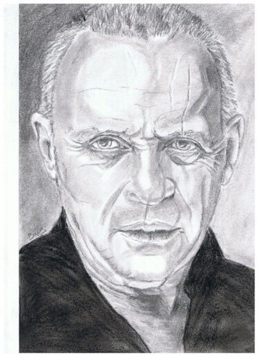 Drawing titled "Sir Anthony Hopkins" by Valérie Barrett, Original Artwork, Graphite