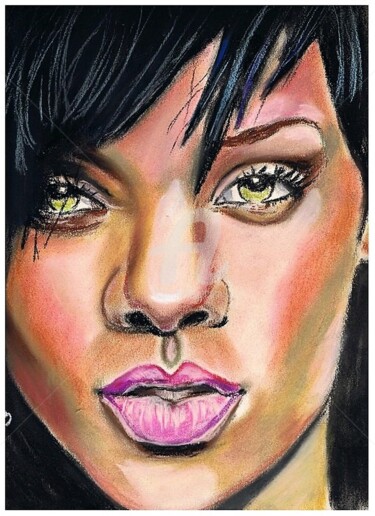 Peinture intitulée "Rihanna" par Valérie Barrett, Œuvre d'art originale, Pastel