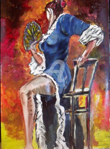 Pintura titulada "Danseuse à l'éventa…" por Valérie Barrett, Obra de arte original, Acrílico