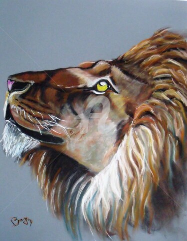 Painting titled "Roi de la Jungle" by Valérie Barrett, Original Artwork, Pastel