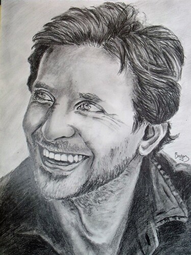 Drawing titled "Bradley Cooper" by Valérie Barrett, Original Artwork, Graphite