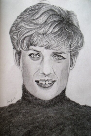 Dessin intitulée "Lady Diana" par Valérie Barrett, Œuvre d'art originale, Autre