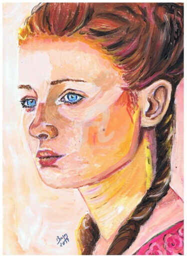 Peinture intitulée "Sansa Stark (G.O.T)" par Valérie Barrett, Œuvre d'art originale, Acrylique