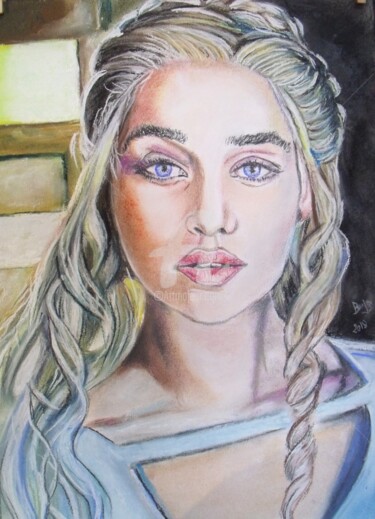 Peinture intitulée "Daenerys Targaryen…" par Valérie Barrett, Œuvre d'art originale, Pastel