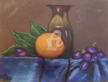 Painting titled "Orange" by Valérie Barrett, Original Artwork, Pastel