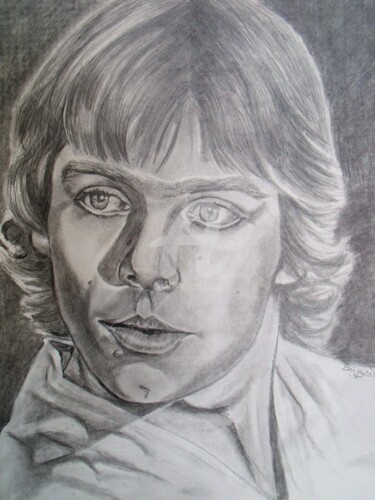 Dessin intitulée "Luke Skywalker" par Valérie Barrett, Œuvre d'art originale, Conté