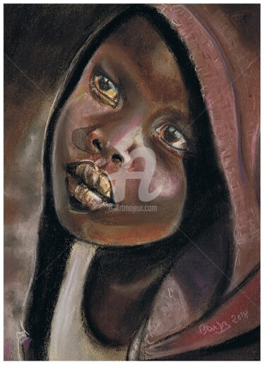 Painting titled "Innocent" by Valérie Barrett, Original Artwork, Pastel Mounted on Wood Panel