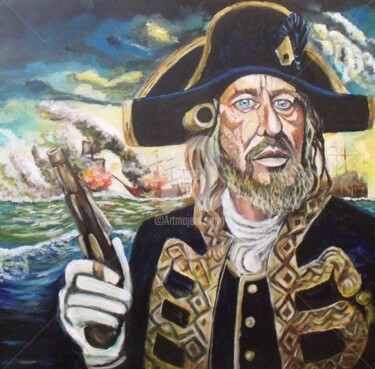 Painting titled "Hector BARBOSSA (en…" by Valérie Barrett, Original Artwork, Acrylic Mounted on Wood Stretcher frame