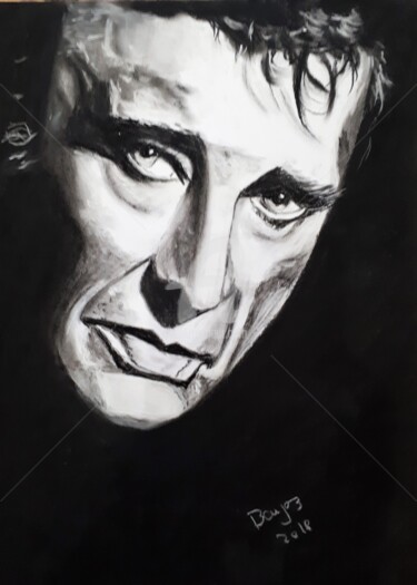 Drawing titled "Johnny Hallyday pas…" by Valérie Barrett, Original Artwork, Pastel Mounted on Wood Panel