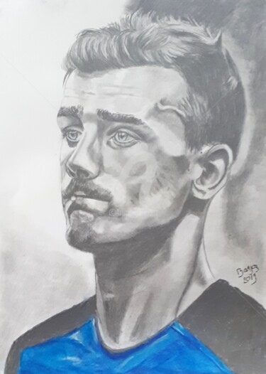 Drawing titled "Antoine Griezmann" by Valérie Barrett, Original Artwork, Other