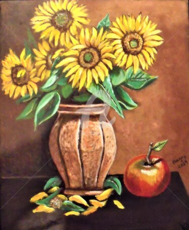 Pittura intitolato "My Sun Flowers" da Valérie Barrett, Opera d'arte originale, Acrilico Montato su Telaio per barella in le…