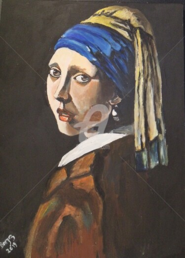 Painting titled "Ma Jeune Fille à la…" by Valérie Barrett, Original Artwork, Acrylic