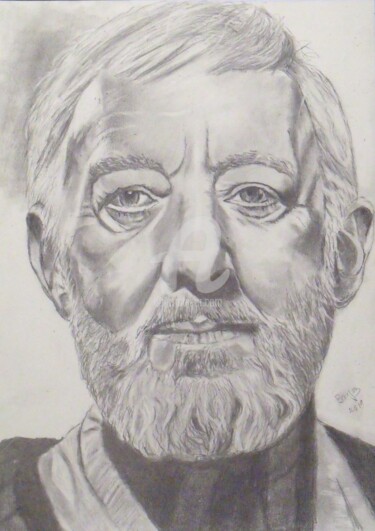 Drawing titled "Obi Wan Kenobi (Sir…" by Valérie Barrett, Original Artwork, Graphite Mounted on Other rigid panel