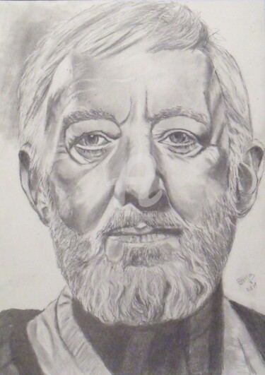 Dessin intitulée "Obi Wan Kenobi (Sir…" par Valérie Barrett, Œuvre d'art originale, Graphite Monté sur Autre panneau rigide