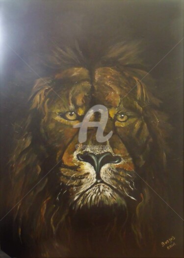 Painting titled "The king" by Valérie Barrett, Original Artwork, Acrylic Mounted on Wood Stretcher frame